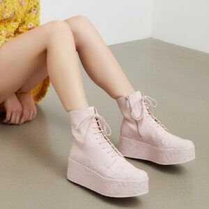 Church’s NWOT RARE Alexandra 10‎ Polished Binder Lace-Up Platform Boot Stud Pink